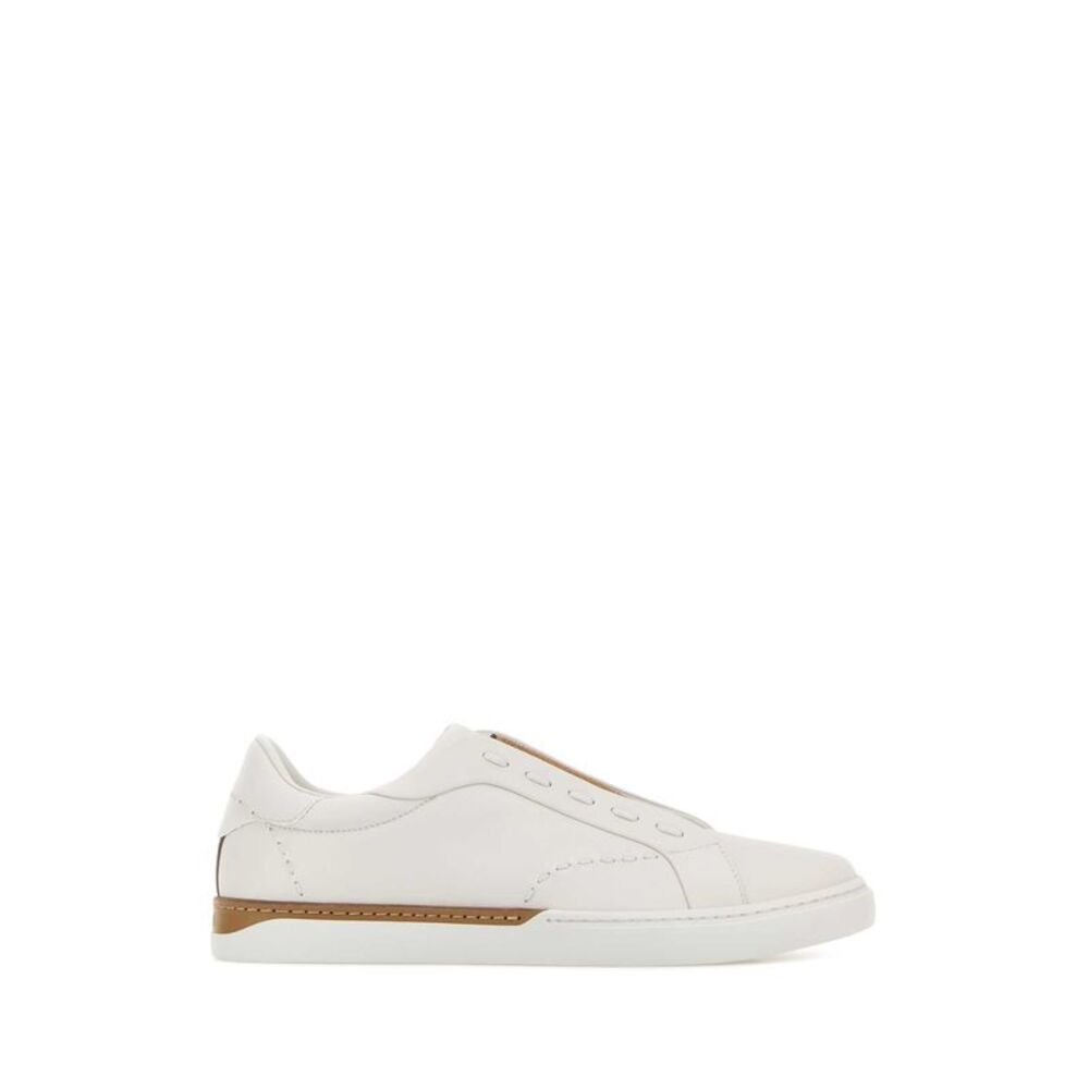 Fendi Men Chalk Leather Fendi City Slip Ons